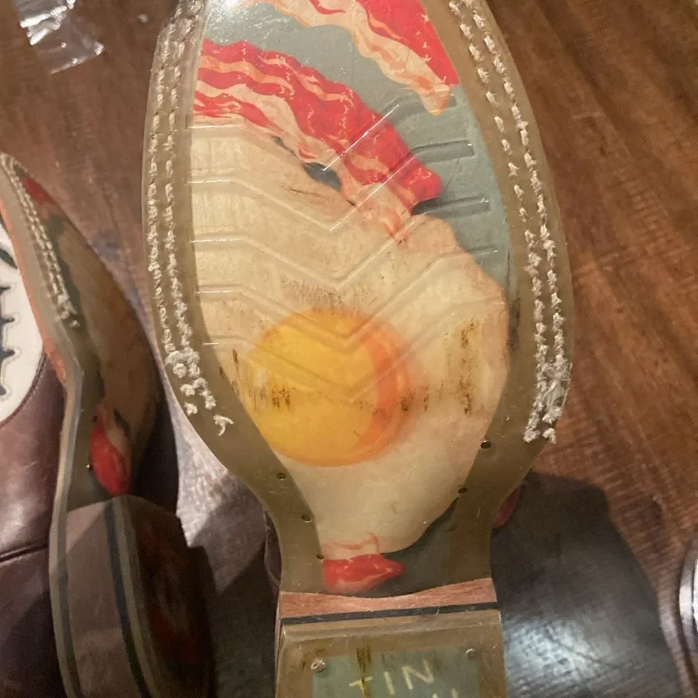 Tin Haul Big Kids Boots - Not Boaring Bacon/Eggs Size 2 Cowboy Boots